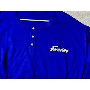 Fender Size 4X Short Sleeve TShirt Sportswear 100% Polyester Bright Blue Crew Ne